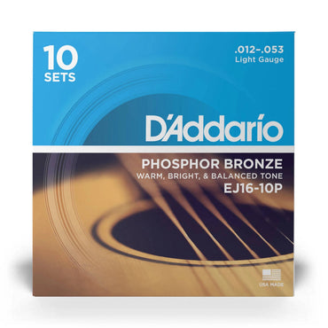 D'Addario EJ16 10 PACK Phosphor Bronze Light