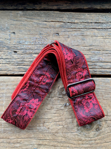 Jaykco Strap Red Paisley on Red Suede