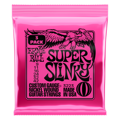 Ernie Ball Nickel Wound Electric Guitar Strings SUPER Slinky 9-42 3/PACK